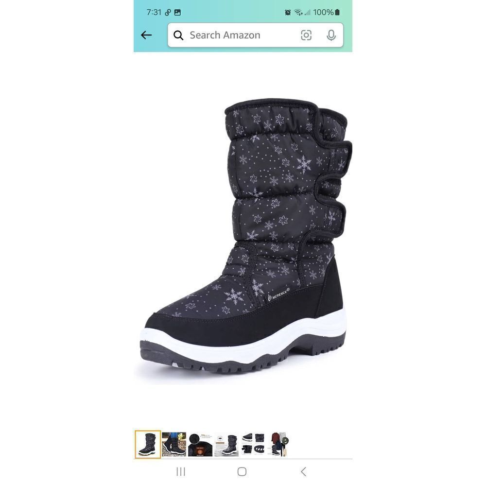 New 9 Merence Rosema II Black Grey White Water Resistant Fur Line Snow Boots NWT